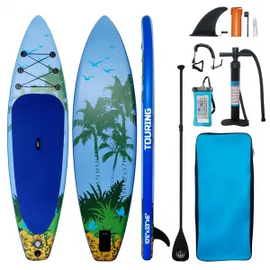Inflatable Stand Up Paddle Board, with Adjustable Floating Paddles and Premium Paddle Board Accessories, Wide Stable Design, Non-Slip Comfort Deck for Youth & Adults