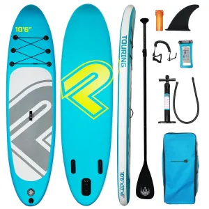 Adults Inflatable Paddle Board, 10 Ft Large Stand Up Paddleboard Surf Board 33 in Wide Surfboard High Pressure & Float, Standup Paddle Board with Paddle, Pump, for Summer Leisure (Plain Cyan)