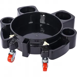 11.2 Inch Bucket Dolly With 5 Roll Swivel Casters For Car Wash And Garage, Removable, Durable Polypropylene, Black