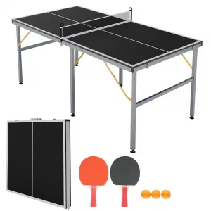 Portable Ping Pong Table 6x3 ft Professional Indoor/Outdoor Table Tennis Set with Net, Paddles, Balls - Foldable, Lightweight, Quick Assembly