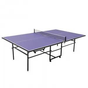 Full Size Folding Rolling Table Tennis Table Indoor Ping Pong Table with Net Professional Outdoor Table Tennis Tables with 4 Wheels for Easy Movement,Single Player Playback Mode,9' x 5'
