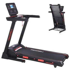Folding Treadmill with Auto Incline, Heart Sensor, Double Shock Absorption, Bluetooth Speaker, Cup Holder, for Home Office Indoor Cardio