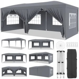 10'x20' Outdoor Pop-Up Canopy Tent Waterproof, UV Protection, Adjustable Height, Removable Sidewalls, Easy Assembly for Parties & Events