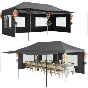 10x20 Pop Up Canopy Tent Heavy Duty Waterproof with Roller Bag, Thickened Legs, 6 Sidewalls, Sandbags, Adjustable Height for Parties and Outdoor Events