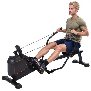 Patented Double - Scull Rowing Machine - 14 - Level Mag Res, Quiet Flywheel, 350LB Cap, Foldable for Home