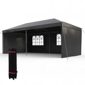 Graveelife 10x20 Pop Up Canopy Tent, Portable Outdoor Canopy with 4 Sidewalls, Wheeled Bag, Easy Set-Up Waterproof Outdoor Party Gazebo, Instant Tent for Wedding Backyard Garden Event