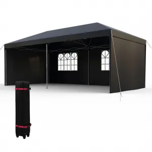 Graveelife 10x20 Pop Up Canopy Tent, Portable Outdoor Canopy with 4 Sidewalls, Wheeled Bag, Easy Set-Up Waterproof Outdoor Party Gazebo, Instant Tent for Wedding Backyard Garden Event