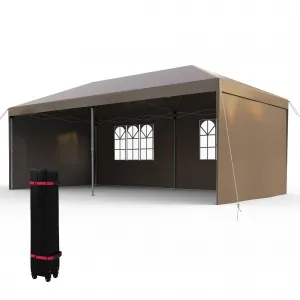 Graveelife 10x20 Pop Up Canopy Tent, Portable Outdoor Canopy with 4 Sidewalls, Wheeled Bag, Easy Set-Up Waterproof Outdoor Party Gazebo, Instant Tent for Wedding Backyard Garden Event