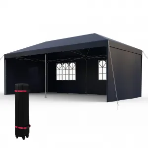 Graveelife 10x20 Pop Up Canopy Tent, Portable Outdoor Canopy with 4 Sidewalls, Wheeled Bag, Easy Set-Up Waterproof Outdoor Party Gazebo, Instant Tent for Wedding Backyard Garden Event