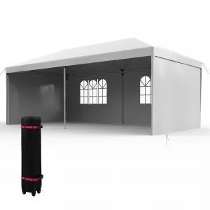 Graveelife 10x20 Pop Up Canopy Tent, Portable Outdoor Canopy with 4 Sidewalls, Wheeled Bag, Easy Set-Up Waterproof Outdoor Party Gazebo, Instant Tent for Wedding Backyard Garden Event