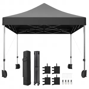 Commercial Canopy Tent, 10x10 Pop Up Canopy Tent Heavy Duty 500D Waterproof with Roller Bag & 4 Sandbag for Outdoor Camping Stall Party Event (Black)