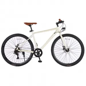 700C Road Bike, Mens and Womens Hybrid Bike, Step-Through Frame or Step-Over, Drivetrain 7 Speeds Road Bicycle for Adult with Lights