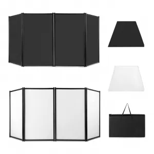 DJ Foldable Facade Portable Event Booth Panels with Travel Bag and Black & White Lighting Scrims for Show, Party, Gathering