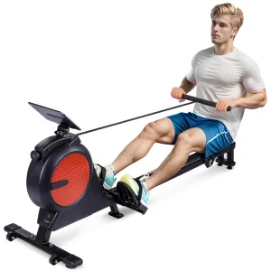 Magnetic Rowing Machine 350 LB Weight Capacity,Foldable Rower for Home Use,Dual Slide Rail Rowing Machine,32 Levels of Quiet Resistance,App Supported