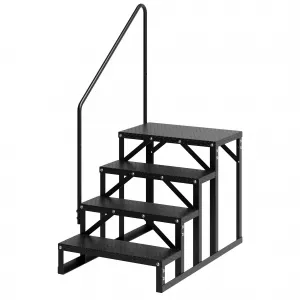 4 Step RV Stairs with Handrail, 660lb Capacity with Anti-Slip Panel RV Steps, Alloy Steel Ladder for Easy Access to RVs, Hot Tubs, and Travel Trailers