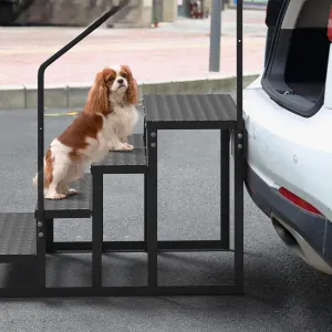 RV Steps with Handrail 5-Step Anti-Slip Ladder 660 lbs Load Rustproof Iron Portable for Mobile Homes Hot Tubs Trailer Porch