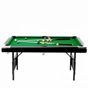 7FT Foldable Billiards Table Set With Balls, Cues, Chalks, Brush For Family Game Room, Green Portable Pool Table