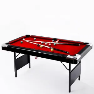 Billiards Table 7FT Portable Foldable Pool Table Set with Balls Cues Chalks Brush for Family Game Room Red