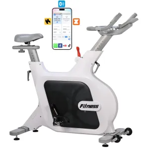 Exercise Bike, Stationary Bikes for Home with 32-Level Quiet Magnetic Resistance, Electromagnetic Spin Bike with LCD Display for 7 Types of Data, Including Pulse, Calories, and Distance Etc