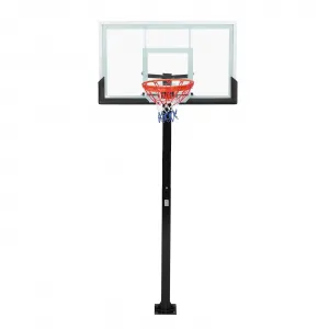 In Ground Basketball System Quick Adjustable Basketball Hoop Outdoor 8-10 ft 55 in Shatterproof Tempered Glass Backboard