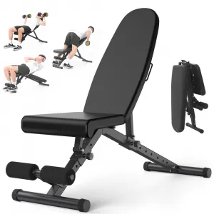 Adjustable Weight Bench, 800 Lbs Capacity, 8 Backrest & 3 Seat Positions, Adjustable Bench for Full Body Workout, Space-Saving Foldability, for Indoor Workout, Home Gym (Black)