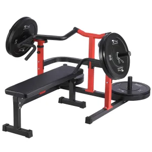 Chest Press Machine - 1050LBS Capacity Weight Bench with Adjustable Flat Bench and Independent Converging Arms for Upper Body Workouts (Red)