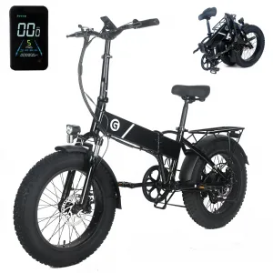 20" x 4.0 Fat Tires Folding Electric Bike for Adults, 48V Removable Lithium Battery 750W Peak Power E-Bike, Large LCD Display, 6 Levels of Pedal Assist for Commuting and Riding