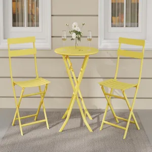 Outdoor 3 Pieces Patio Bistro Set, Waterproof Folding Coffee Table and Chairs Sets, Yellow