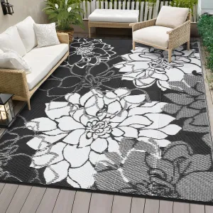 Outdoor Plastic Straw Rug 8x10 Waterproof Reversible UV Resistant Foldable Lightweight with Carry Bag for Patio Deck Porch