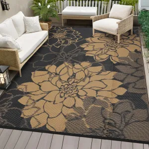 Large Outdoor Rug 9x18 Waterproof Reversible Floral Design Plastic Foldable UV Resistant with Stakes for Patio Deck Camping