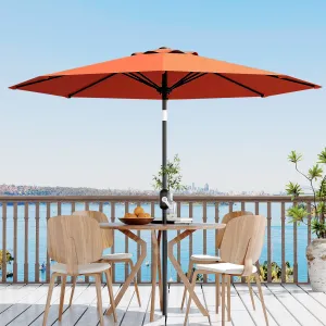 9 ft Outdoor Patio Umbrella 8 Sturdy Ribs Outdoor Table Umbrella with Crank Lift & Push Button Tilt - UV Protection Waterproof Market Umbrellas for Pool, Deck, Yard, Garden, Orange
