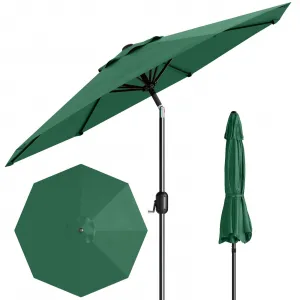 9' Patio Umbrella, Outdoor Table Umbrella – Market Umbrella, Tilt & Crank, UV Waterproof, 8 Ribs, Dark Green