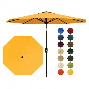 9 ft Outdoor Patio Umbrella 8 Sturdy Ribs Outdoor Table Umbrella with Crank Lift & Push Button Tilt - UV Protection Waterproof Market Umbrellas for Pool, Deck, Yard, Garden, Yellow