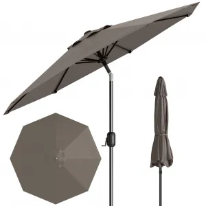 9' Outdoor Patio Umbrella, Outdoor Table Umbrella, Market Umbrella with Push Button Tilt and Crank, 8 Sturdy Ribs UV Protection Waterproof for Garden, Deck, Backyard, Pool, Taupe