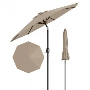 9' Patio Umbrella, Outdoor Table Umbrella – Market Umbrella, Tilt & Crank, UV Waterproof, 8 Ribs, Tan