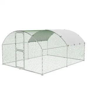 Heavy Duty Large Metal Chicken Coop - Walk-In Poultry Cage with Dome Roof, Secure Lock, Double Doors, Waterproof & UV-Resistant Cover - Outdoor Hen House, Size: 9.8' W x 13.1' D x 6.6' H