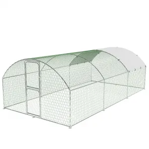 Heavy Duty Large Metal Chicken Coop - Walk-In Run with Security Lock, Double Doors, Waterproof & UV-Resistant Cover - Outdoor Poultry Cage for Farm & Yard, Size: 9.8' W x 19.7' L x 6.6' H