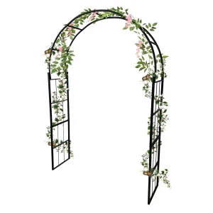Metal Garden Arch, Outdoor Lawn Arbor with Stakes, Garden Arch Arbor Trellis for Climbing Plants, Roses, Vines, Wedding Archway Decor for Lawn, Patio