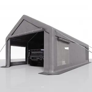 Heavy Duty Grey 13x25 FT Portable Carport Garage Shelter - Waterproof UV-Protected PE Canopy, Roll-Up Windows, Removable Sidewalls, Outdoor Storage for Car, Truck, Boat, Equipment