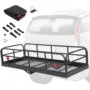 60"x24"x14" 500 lbs Heavy Duty Foldable Trailer Hitch Cargo Carrier, Steel for SUV, Pickup, Camping & Traveling, Black