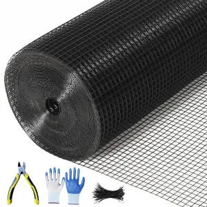 19 Gauge Hardware Cloth 1/2 Inch 48 Inx100 Ft - Rust-Resistant, Easy-Cut Galvanized Steel Mesh - Vinyl Coated, Flexible, Black - Garden & Poultry Protection