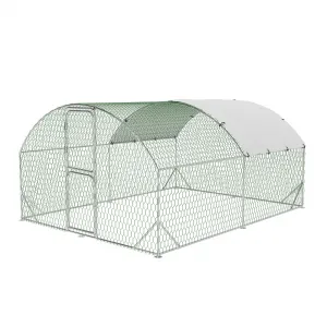 Heavy Duty Walk-In Metal Chicken Coop with Run – Outdoor Farm Hen House, Waterproof UV-Resistant Cover, Double Doors, Secure for Chickens, Ducks, Geese, Rabbits – 9.8' W x 13.1' D x 6.6' H