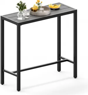 39" Outdoor Bar Height Table, Waterproof Patio Table with Powder-Coated Metal Frame, Weatherproof, Sturdy 250 lbs Capacity, Adjustable Feet
