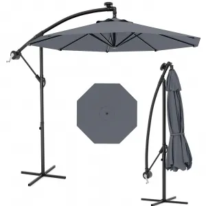 10' Cantilever Umbrella with 360 Rotating Base, UV Protection Offset Patio Umbrella 9 Ribs Outdoor Sun Shade with Easy Tilt Adjustment for Backyard, Lawn, Garden, Navy Blue