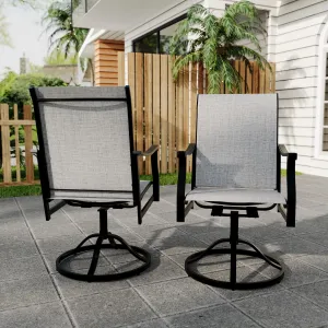 Outdoor Swivel Dining Chairs with Textilene Breathable Back, Swivel Patio Dining Chairs Set of 2, SwivelPatio SlingChairs Set for Poolside Lawn Garde, Dark Grey