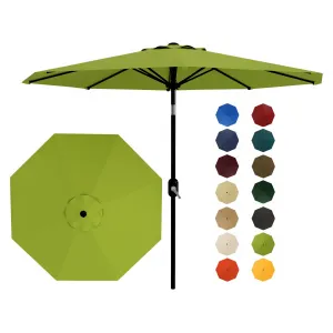 10FT Patio Umbrella with Crank Lift & Push Button Tilt – 8 Sturdy Ribs, UV Protection, Waterproof Outdoor Market Parasol for Pool, Deck, Yard, Garden, Table – Grass Green