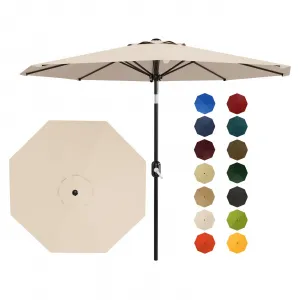 10FT Patio Umbrella with Crank Lift & Push Button Tilt – 8 Sturdy Ribs, UV Protection, Waterproof Outdoor Table Market Parasol for Garden, Pool, Deck, Yard – Beige