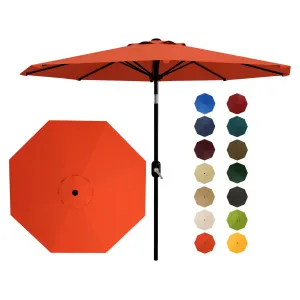10FT Patio Umbrella with Crank Lift & Push Button Tilt – 8 Sturdy Ribs, UV Protection, Waterproof Outdoor Market Table Parasol for Garden, Deck, Pool, Yard – Orange