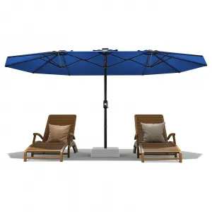 13' Double-Sided Umbrella, Outdoor Patio Umbrellas, Rectangle Market Umbrella with Crank Handle, Large Patio Umbrell for Poolside Backyard, Navy Blue