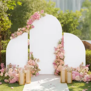 Arch Backdrop Stand Cover Set of 3, Wedding Arch Cover, Double Sided Round Top and Half Moon Top Stretchy Backdrop Cover for Birthday Parties Baby Shower Banquet 5ft 7.2ft 5ft White